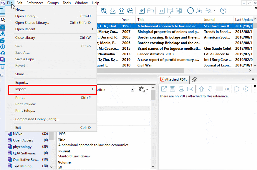 フルテキストPDFがあれば、EndNoteに取り込むだけでレコード作成可能